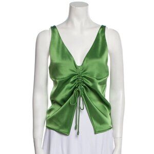 Nanushka Green Plunge Neckline Sleeveless Crop Top